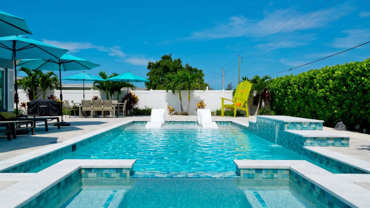 Resort style pool and hot tub